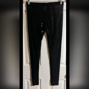 Kikiriki Leggings M Black Sequin Sheer Mesh Stretchy Mid-Rise Sexy Festival Y2K